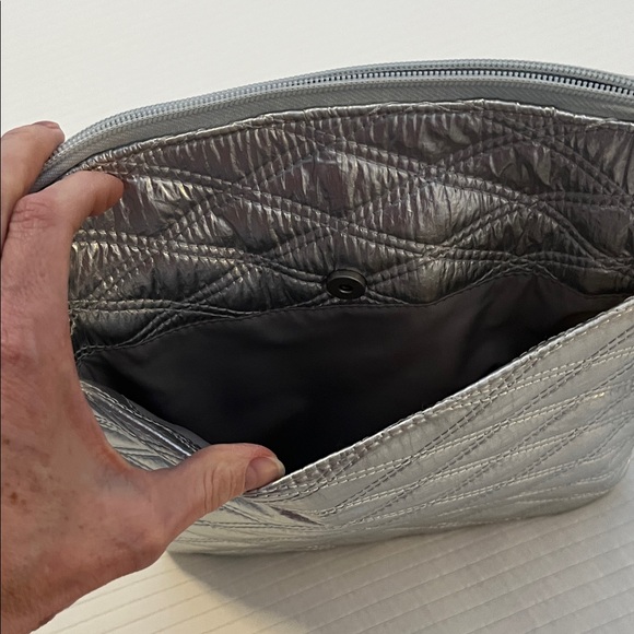 Baggallini Shimmering Silver Quilted Crossbody Bag - Picture 6 of 12